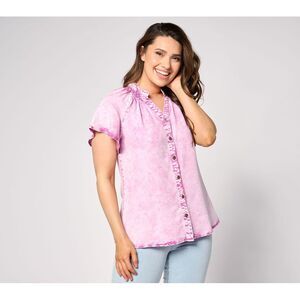 Anybody Women's Top Sz XS Tencel Acid Wash Flutter Sleeve Purple A641014